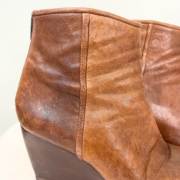 Stuart Weitzman Boots Women 9M Brown Leather Wedge Clog Almond Toe Ankle SPAIN - Picture 14 of 14